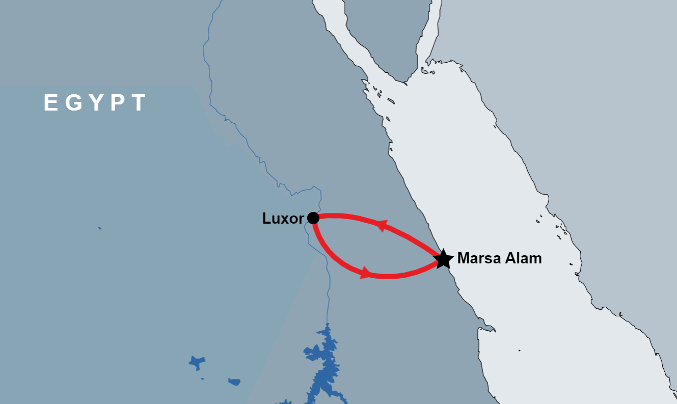 Day Trip to Luxor from Marsa Alam map Day Trip to Luxor from Marsa Alam map